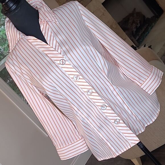 Essentials sz M orange strips shirt - Picture 1 of 10